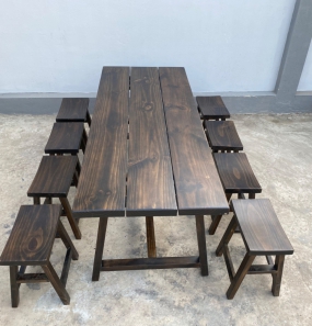 BỘ BÀN GHẾ GỖ THÔNG DÀI 120CM RỘNG 70CM CAO 75CM