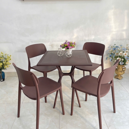 Ghế Nhựa Đúc Mặt Liền Khối 005 Cao Cấp – Bền Đẹp, Giá Rẻ Cho Quán Cafe & Sân Vườn