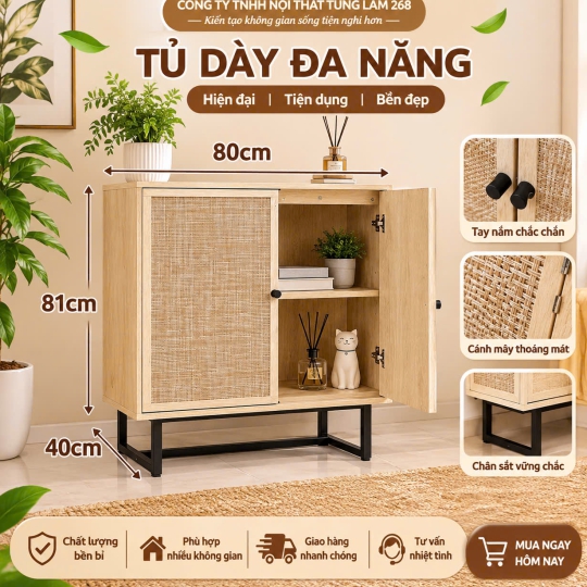Tủ Đồ Trang Trí - Tủ Giày Mây Tre Xuất Khẩu Nathan James | Nội Thất Tùng Lâm