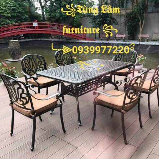 bàn ghế chất liệu nhôm đúc cho sân vườn ngoài trời