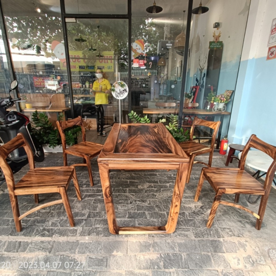 BỘ BÀN ĂN GỖ ME TÂY TỰ NHIÊN LUCKY 440