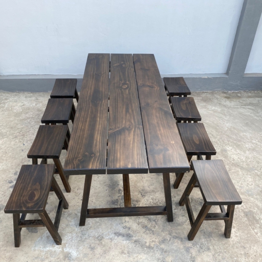 BỘ BÀN GHẾ GỖ THÔNG DÀI 120CM RỘNG 70CM CAO 75CM